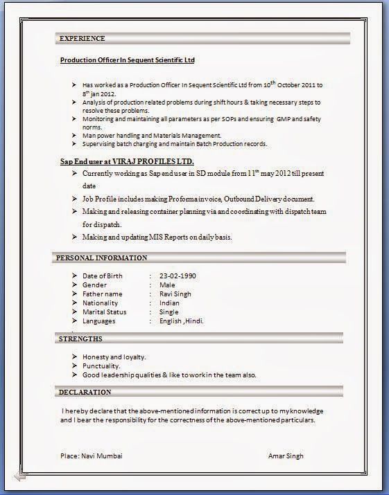 Free resume format download for freshers engineer